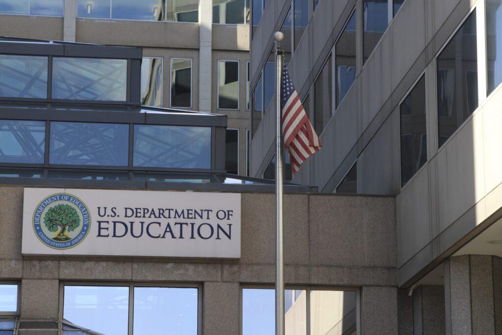 Signage for the U.S. Department of Education - Federal Student Aid Office at 830 First Street NE Washington, D.C., USA, on November 28, 2023. Federal Student Aid is part of the U.S. Department of Education and is the largest provider of student financial aid in America. More than 1,400 employees help make college possible for more than 10 million students each year. (Photo by Carlos Kosienski/Sipa USA)(Sipa via AP Images)