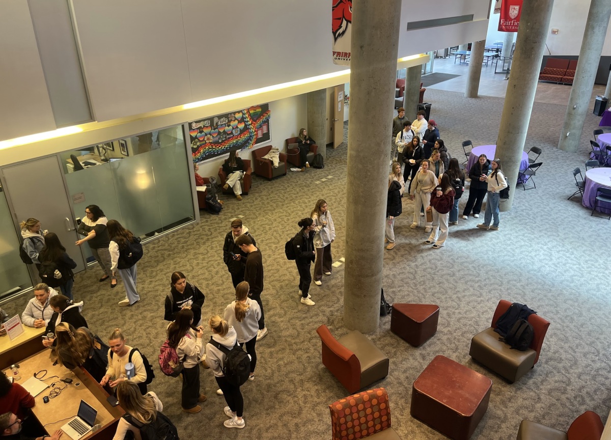 Students wait in line to ask the Office of Resident Life questions on Tuesday, April 8th.  Following a new Round 2 system announced.