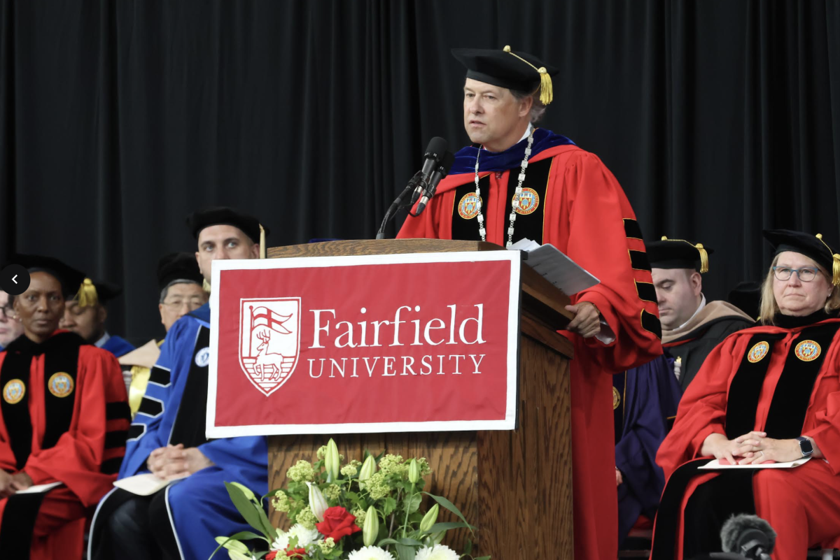 President Nemec at Fairfield University Orientation.