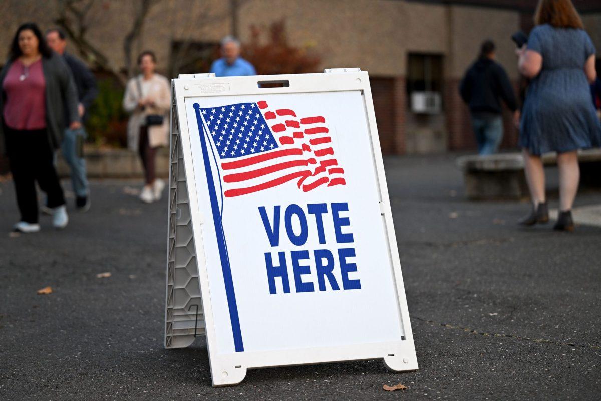 FILE: A voting sign on November 5, 2024.